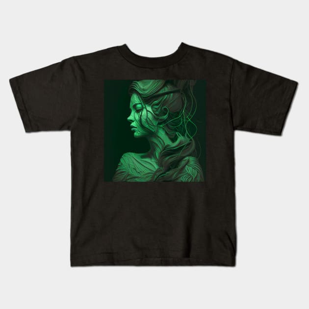 Abstract Green Woman Art Kids T-Shirt by idrockthat